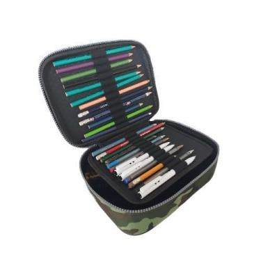 Imagem de Estojo Box, Estojo Escolar Box 100 Pens Camuflado, Esse Estojo Possui Material Resistente