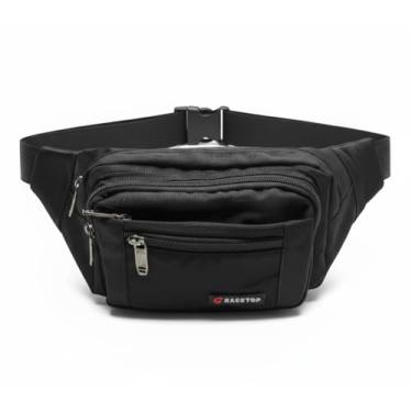 Imagem de Pochete para homens e mulheres, bolsa de cintura leve com alça ajustável, vários bolsos com zíper, bolsa de cinto de tecido durável para viagens, caminhadas, festivais, transporte diário – preta