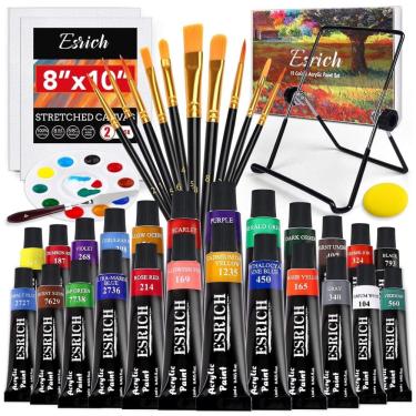 Imagem de Kit de Pintura Conjunto Artístico com 30 Peças, Inclui 12 Tintas, ESRICH 30cm Easel set, Preto