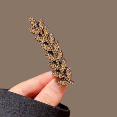 Imagem de Grampos de cabelo de garra de metal com design de pontas de trigo, franja, penteado, feminino, sem babados, presilhas de cabelo, amarelo