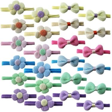 Imagem de MARYLAVENDER Laços de cabelo médio com flor de laço para mulheres, meninas, crianças, todos os tipos de cabelo, sem costura, pôneis, elásticos para rabos de cavalo, acessórios de cabelo, 24 peças