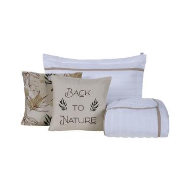 Imagem de Kit Cobre Leito 4 Peças Solteiro Inove Percal 200 Fios 100% Poliéster - Nature Branco/c...