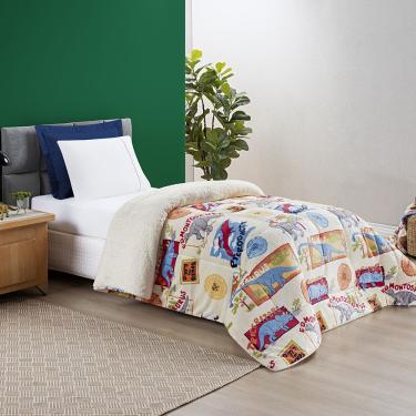 Imagem de Edredom Coberdrom Diverkids Solteiro Sherpa Toque Lã Carneiro - Dino