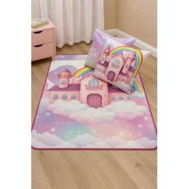 Imagem de Kit Infantil Decorativo Tapete 1,00X1,35 E 2 Almofadas  Praticidade e 