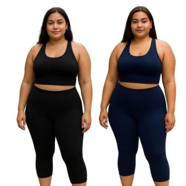 Imagem de Kit 2 Conjunto Calça Capri Top Plus Size Suplex GG Ao G5 - DiFerreira,