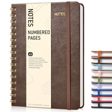Imagem de Caderno espiral forrado, diário espiral de capa dura A5 para mulheres e homens, 150 páginas numeradas, caderno encadernado em espiral, caderno pautado universitário 100 GSM para escrever anotações
