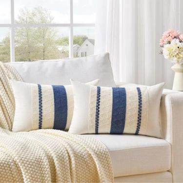 Imagem de Capa de travesseiro Fancy Homi Dusty Blue Vintage Long Lombar x2