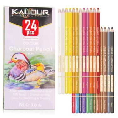 Imagem de Conjunto de lápis de carvão colorido de 35 peças  Qualidade artística 