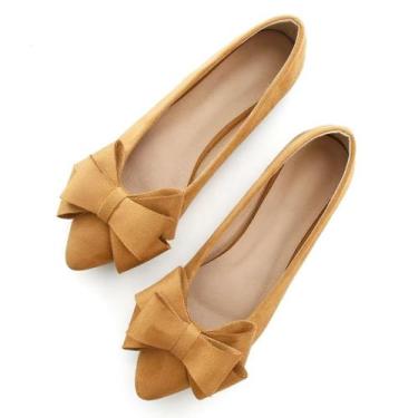 Imagem de Sapatos rasos TN TANGNEST femininos, moda, laço, bico pontudo, cáqui