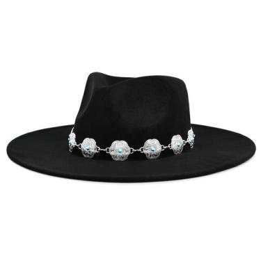 Imagem de Chapéu Fedora FLUFFY SENSE Big Wide Brim Felt Rancher para mulheres/ho