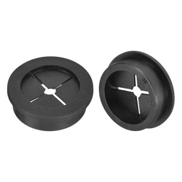 Imagem de uxcell 2 argolas para cabos, 35 mm (1-3/20.3 cm), ilhós de borracha flexível para escritório, computador, mesa, organizador de fios, preto