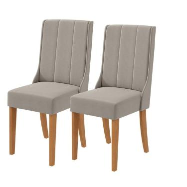 Imagem de Kit 2 Cadeiras Celina - Lopas Veludo Liso Capuccino/amendoa Clean