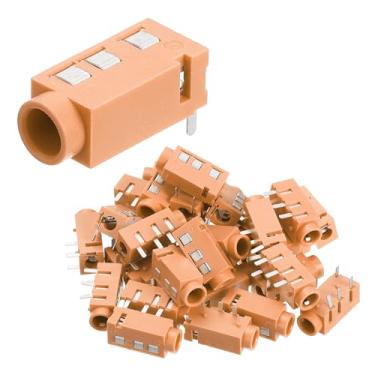 Imagem de uxcell Tomada estéreo de 30 peças, conector de áudio de 1/20.3 cm 3,5 mm 4 pinos PJ-320A PCB Mount soquete fêmea para microfone, fone de ouvido, reprodutor de mídia, leitor de MP3/MP4, amarelo