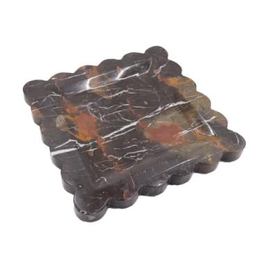 Imagem de Kesoniku Bandeja decorativa quadrada de mármore com borda recortada, bandeja luxuosa de pedra natural para banheiro, cômoda, perfume, café, casa, cozinha, pia, anel