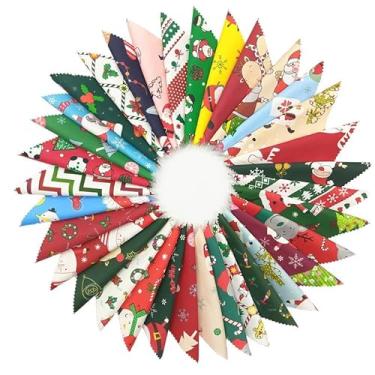 Imagem de iMZoon 100 peças de quadrados de tecido de algodão acolchoado de 12,7 cm x 12,7 cm com bordas onduladas pacotes de berloques para acolchoar 12,7 cm x 12,7 cm, retalhos de tecido estilo natalino