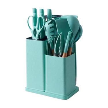Imagem de Conjunto De UtensíLios De Cozinha Em Silicone | Conjunto Completo De Facas Afiadas(Verde)