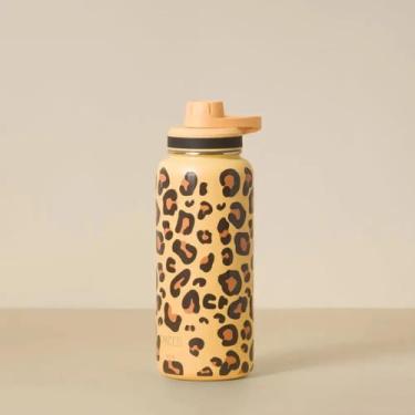 Imagem de Garrafa Térmica Hydra V2 950ml PACCO Aço Inox 18/8 Até 24h Gelada, até 12h Quente Tampa Hermética (LEOPARD AMARELA)