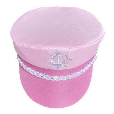 Imagem de Chapéu de marinheiro genérico em sarja de poliéster rosa tamanho adult