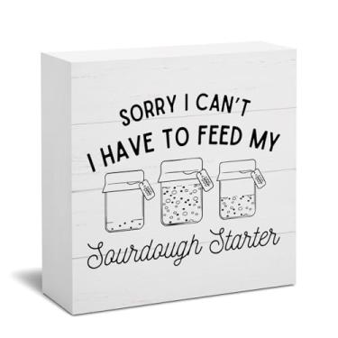 Imagem de STHTTSW Placa de madeira engraçada para cozinha – Decoração de mesa de parede para cozinha Sourdough, presentes para padeiros, amantes de confeitaria, mulheres, mães, 12 x 12 cm