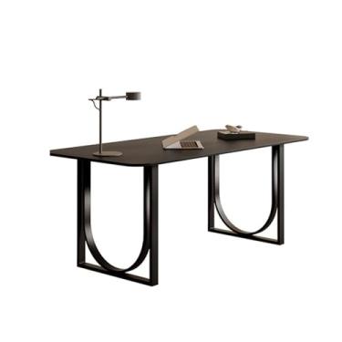 Imagem de Mesa de trabalho Mesa de laje pedra vintage computador para casa escritório estar simples jantar chá preto(180 * 90 * 75cm)