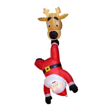 Imagem de Baoblaze Rena e Papai Noel infláveis ​​de Natal de 1,8 m com luzes de LED embutidas, decoração natalina para jardim ou área externa.