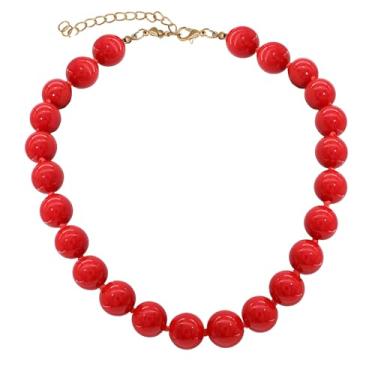 Imagem de JNF Colar de gargantilha turquesa grossa feminina com contas grandes e turquesa, X-Large, Acrílico, Sem Pedra Preciosa