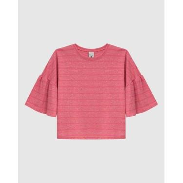 Imagem de Blusa Cropped Feminina Manga Babado Em Tricô Botonê - Malwee, Vermelho