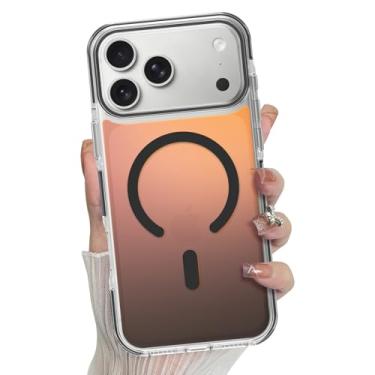 Imagem de Bonoma Capa magnética para iPhone 17 Pro 2025 【Suporte para Magsafe】 Protetor de câmera iridescente a laser com glitter brilhante à prova de choque - preta