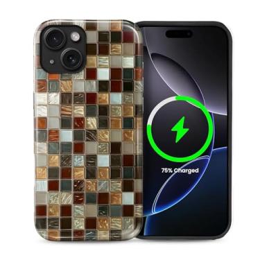 Imagem de Kapadiy Capa magnética para iPhone 14 iPhone 13, compatível com azulejo MagSafe Mosaico Elegante Design Colorido Híbrido Proteção Dupla Silicone + Capa Rígida PC à Prova de Choque para Homens e