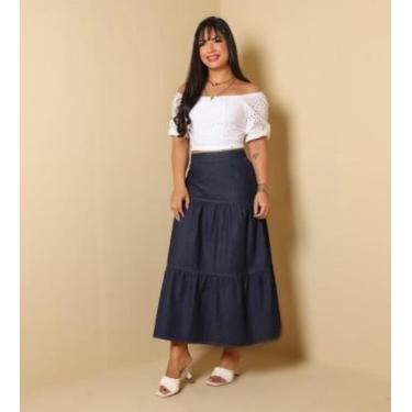 Imagem de Saia Longa Jeans com Babado Moda Evangélica  - Wesley Confecções, 48