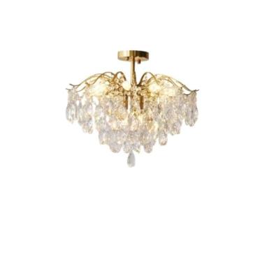 Imagem de Luminária pendente nórdica retrô pós-moderna de luxo, com detalhes em cristal francês e luz aconchegante | Ideal para sala de estar, quarto, restaurante e bar (D/60CM)