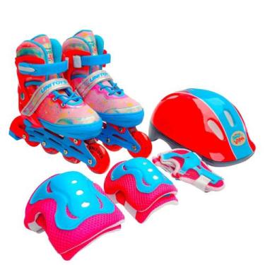 Imagem de Patins Inline Infantil Unitoys Julieta 34 ao 37 com Freio e Kit Comple