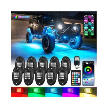 Imagem de Kit de luzes LED RGB segmentadas de 10 unidades com controle remoto APP/RF, luzes externas neon multizonas, multizonas, multicoloridas, 12 V, à prova d'água, para acessórios de caminhão, Jeep UTV,