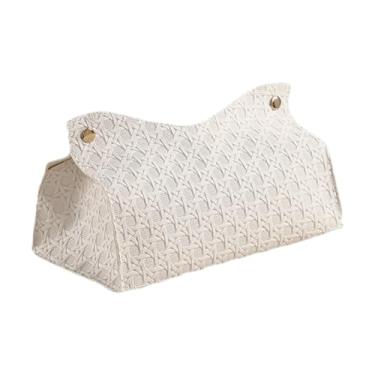 Imagem de WeiLaiKeQi Porta-lenços retangular para banheiro, acessório para banheiro, dispensador de papel higiênico para mesa de cabeceira ou restaurante, Branco