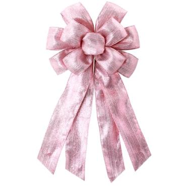 Imagem de Anshome Grande laço de Natal para guirlanda rosa com glitter, enfeite de árvore rosa, enfeite decorativo para casamento, casa, exterior, festa interna