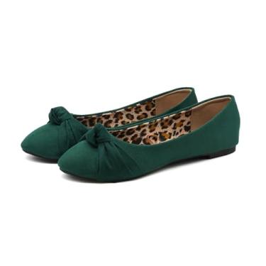 Imagem de Epic Step Sapatilhas de balé para mulheres, sapatos rasos confortáveis para mulheres, elegantes casuais, bico redondo, Verde, 39