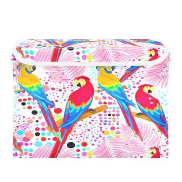 Imagem de CEBUGI Caixotes de armazenamento com tampas, caixa de armazenamento de tecido dobrável, organizador de papagaio para armário de casa, prateleiras de quarto, 40 x 30 x 30 cm