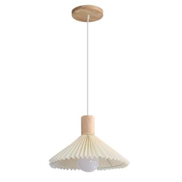 Imagem de Luminária de teto vintage em tecido branco, lustre tradicional listrado e plissado, estilo moderno de meados do século, luminária pendente para ilha de cozinha, luminária de teto grande em m