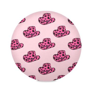 Imagem de CEBUGI Jogo americano redondo de 39 cm, conjunto de 4 chapéus de cowboy, laváveis e resistentes ao calor, tapetes antiderrapantes para decoração de mesa interna e externa