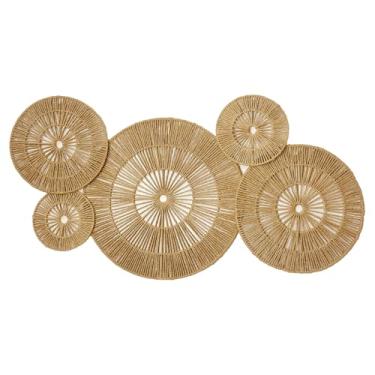 Imagem de MOORLITER Cestas de decoração de parede de vime, cestas decorativas boho para artes de parede, conjunto de 5 decorações de parede de tecido de vime, diâmetro 45,7 cm, 35,5 cm, 28 cm, 20,3 cm, 17,8 cm