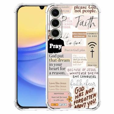 Imagem de mehidpur Citações Cristãs Estética Vintage Jesus Versículo da Bíblia Padrão Colagem, Capa Amortecedora TPU Macio para Samsung Galaxy A15, #4