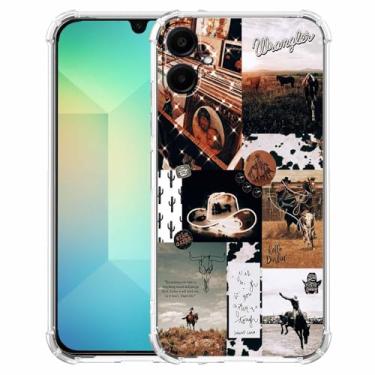 Imagem de malegaon Colagem Vintage Cowboy Estética Vida Velho Oeste, Capa Completa de TPU Macio Moderno para Samsung Galaxy A06 Transparente