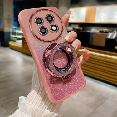 Imagem de HAONANDE Capa com glitter magnético para Xiaomi Poco X7 5G, capa de telefone transparente com revestimento de luxo fofa brilhante brilhante para mulheres e meninas, capa transparente com protetor de