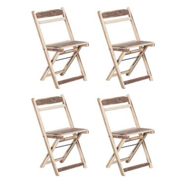 Imagem de Kit 4 Cadeiras Dobrável Madeira Maciça Ypê Perfeita Para Ambientes Externos E Cobertos Natural