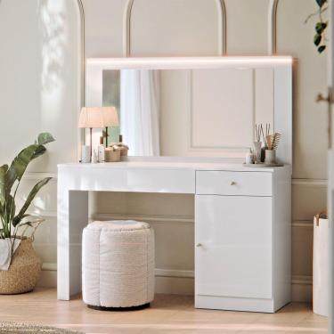 Imagem de Penteadeira Camarim Nina Studio Led - Bebeshop Branco