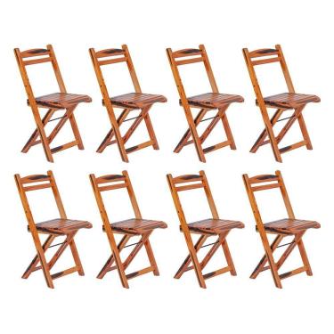Imagem de Kit 8 Cadeiras Dobrável Madeira Maciça Ypê Perfeita Para Ambientes Externos E Cobertos Cerejeira