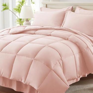 Imagem de Juego de Ropa de Cama Anluoer King Size Rosa con Edredón y Sábanas, 7 