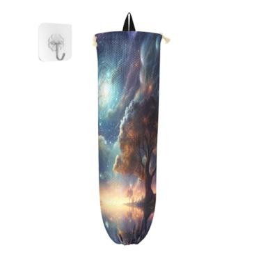 Imagem de Space in a Galaxy Around a Tree Grocery Bag Dispenser Wall, Kitchen Storage Bag, Dispensador de saco plástico que economiza espaço