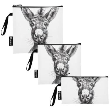 Imagem de TSENQUE Sacos de sanduíche reutilizáveis burro preto e branco com zíper bolsa de almoço segura para alimentos lavável para crianças estudantes adultos (pacote com 3: P/M/G)