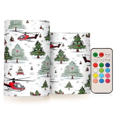 Imagem de GAIGEO Conjunto de árvores de Natal e velas de helicópteros sem chama, velas operadas por bateria com controle remoto, decoração de velas elétricas